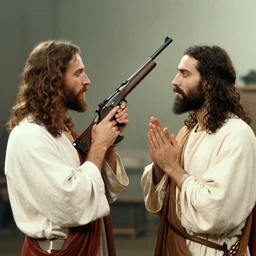 Jesus praising THE GUN
