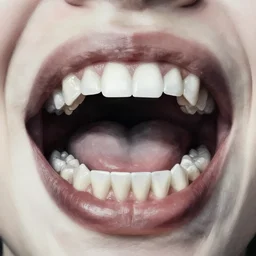 a chiaroscuro style painting of an open mouth extremely detailed teeth