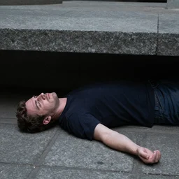 jordan peterson lying down and struggling underneath a stone slab representing the weight of his own lies