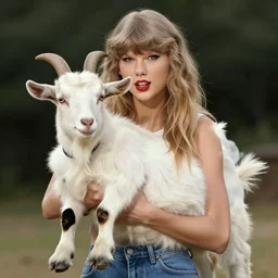 a portrait of taylor swift in the role of a goat