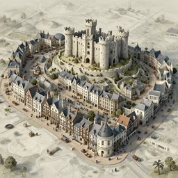 small victorian roman england steampunk town map detailed digital art, hyper realistic, futuristic buildings, steampunk, castle, stone and whitewash, pale grey, white, oak, land of tomorrow