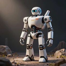 3d illustrated robot, 85mm lens