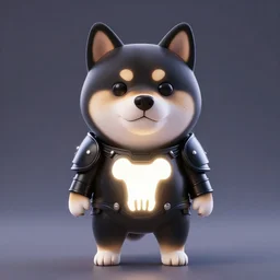 bones black armor, anthropomorphic shiba inu, shiba inu face, stuning 3 d render, masterpiece, glowing aura, by donato giancola and greg rutkowski and wayne barlow and zdzisław beksinski, realistic face