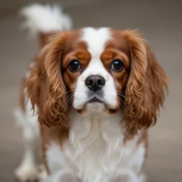 photograph of a cavalier king charles spaniel, depth of field