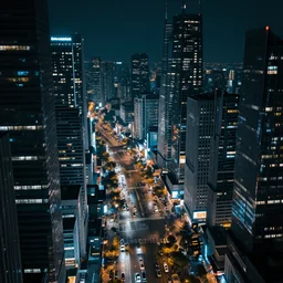 busy cyberpunk city at night