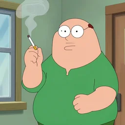 a real photo of peter griffin smoking a cigarette