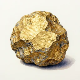water color on paper, gold ore stone, highly detailed, artstation, masterpiece, award - winning,