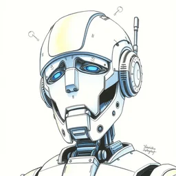 copic maker portrait of a robot expressing suffering upon realizing that it is not capable of dreaming by yoshiyuki sadamoto