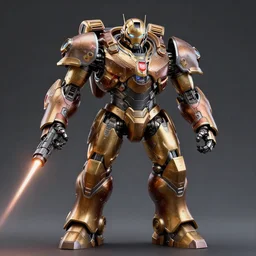 heavy armored knight mech built by tony stark, laser guns