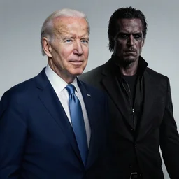 Joe Biden crossfaded into Dark Brandon, photoshop