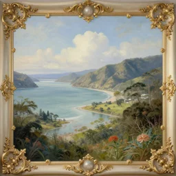 golden bay abel tasman new zealand, rococo art style, highly detailed, highly detailed ethereal surrealist art