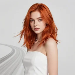 handsome young women with shoulder length fire hair, half body shot, path traced, highly detailed, high quality, digital painting, alena aenami, lilia alvarado, shinji aramaki, karol bak, alphonse mucha, tom bagshaw