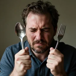 hide the pain harold holding a spoon and a fork