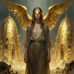 eyeless watcher, dutiful return, golden age seraph bunkers, art by Stephan Martiniere Mœbius, high detail, cinematic, cgsociety 8k