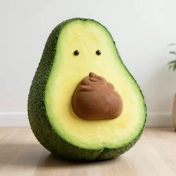 an avocado armchair with poop