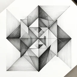procedural, grayscale, geometric ink on paper