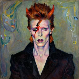 portrait of david bowie as the devil by greg rutkowski in the style of egon schiele