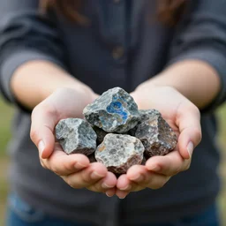 photography of a casual woman holding radioactive rocks in her hands, hyper realistic, hyper detailed, bokeh