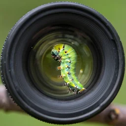 a Macro lens photo of a caterpillar being born