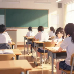 visual novel classroom background, highly detailed, natural light