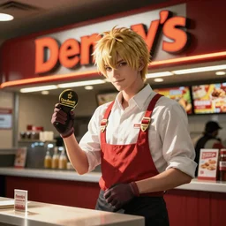 Astolfo from Fate as a waiter at Femboy Denny's