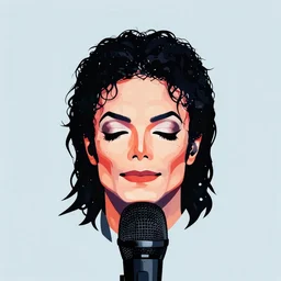 a michael jackson on thriller concert, with microphone macro head shot centered, solid bacgkround, median photoshop filter cutout vector behance, hd by artgerm, jesper ejsing, by rhads, makoto shinkai and lois van baarle, ilya kuvshinov, rossdraws, illustration, art by ilya kuvshinov and gustav klimt