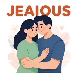 jealous parent magazine illustration, modern colors
