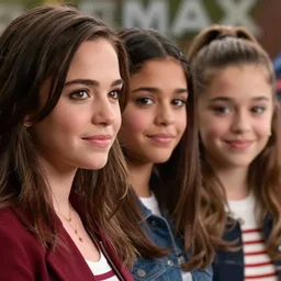 close-up of Demi Lovato as Piper Halliwell and Selena Gomez as Phoebe Halliwell and Ariana Grande as Prue Halliwell in a Charmed movie directed by Christopher Nolan, movie still frame, promotional image, imax 35 mm footage