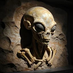 alien fossil from another planet on display at a museum