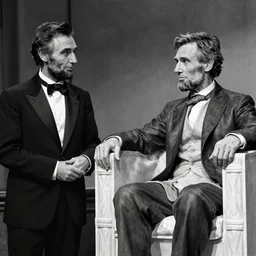 black and white photo of Abraham Lincoln being interviewed on the Tonight Show with Johnny Carson, in the style of a Corbis archival photo, Nikon D810 | ISO 64 | focal length 20mm (Voigtländer 20mm f3.5) | Aperture f/9 | Exposure Time 1/40 Sec (DRI)