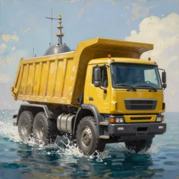 classic oil painting, a dump truck inside a submarine, as a dnd character, cottagecore, highly detailed, digital illustration, concept art, smooth, sharp focus, art by greg hildebrandt, and tim hildebrandt
