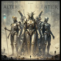 album cover design design depicting the alter to the ai machine gods, by jonathan zawada, pi - slices, and tristan eaton, digital art