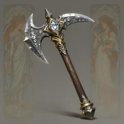 pickaxe with diamond ornaments, d & d, fantasy, intricate, elegant, highly detailed, digital painting, artstation, concept art, matte, sharp focus, illustration, hearthstone, art by artgerm, art by greg rutkowski, art by alphonse mucha