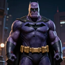 Thanos dressed up as Batman, hyperdetailed, artstation, cgsociety, 8k