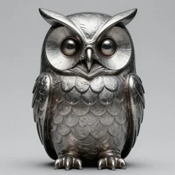 symmetrical detailed sculpture of an owl, made of Plutonium