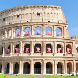 colosseum with peppa pig in every window