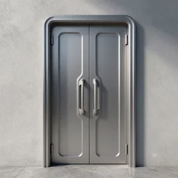a simplistic sci - fi double door by ron cobb highly detailed, octane render, simplistic, hyperrealistic, very coherent, hyper realism, high detail, octane render, 8 k