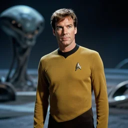 film still from star trek, james kirk on an alien planet, 1 9 6 8
