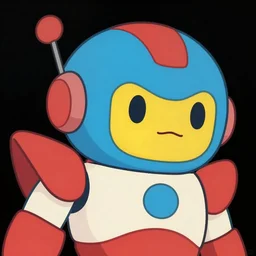 game asset of unique robot hero on black background, organic, disney animation color palette, smooth vector lines, toon shading, 5 colors, solid colors, flat 2 d design, 2 d sprites, 8 k, close up