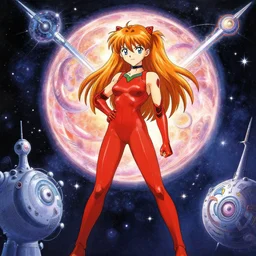 utopian posthuman vision ✨ ⭐ ❤️‍🔥 of Asuka Langley in interstellar civilization of meaning and purpose by James Gurney and Ross Tran