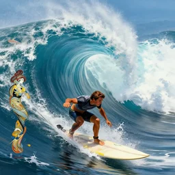big wave surfing at teahupo'o, intricate, highly detailed, digital painting, artstation, concept art, smooth, sharp focus, illustration, unreal engine 5, 8 k, art by artgerm and greg rutkowski and alphonse mucha