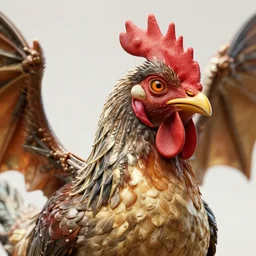 a closeup photorealistic photograph of a chicken dragon. professional capture, well lit shot. this 4 k hd image is trending on artstation, featured on behance, well - rendered, extra crisp, features intricate detail, epic composition and the style of unreal engine.
