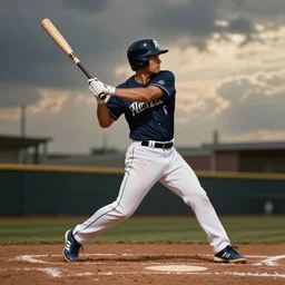 photo of a man swinging a bat, playing baseball, full body shot, dynamic pose, professional photography,