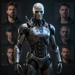 a mugshot of a cyborg criminal, octane render, volumetric lighting, nvidia raytracing demo, by Andy Thomas, Mario Martinez, Daniel Mirante, Gustave Dore, Artstation, CGsociety, masterpiece