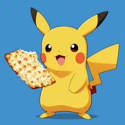 pikachu holding a large piece of matzah in his hand, digital painting, trending on artstation