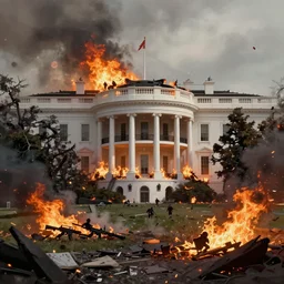 armed clashes in washington dc, white house burning, city destroyed digital painting, trending on artstation, deviantart, epic composition, extremely detailed, ambient lighting, masterpiece, sharp focus, octane render