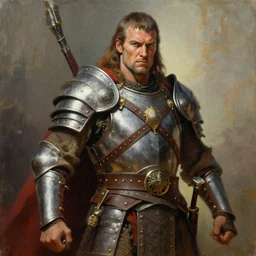 painting of a barbarian warrior by boris vallejo. wearing armor