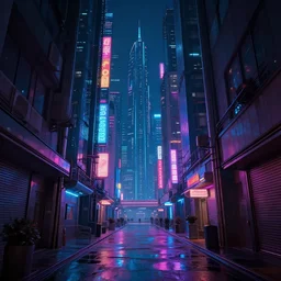 an alley of a futuristic city at night by moebius and kilian eng, atmospheric, fine details, vivid, neon, masterpiece