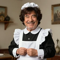 Bob Ross is wearing a maids outfit, hyperdetailed, artstation, cgsociety, 8k