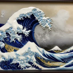 a resin 3D print of The Great Wave off Kanagawa